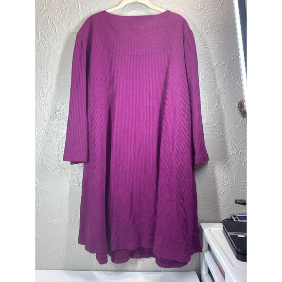 Stan Herman Plum Purple 3/4 Sleeve Half Zip Robe Size 14/16 Approx - Picture 2 of 4